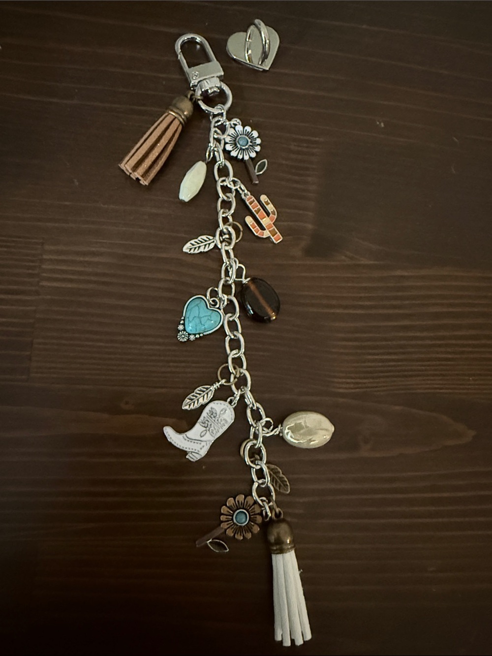 Viral Handmade Western Kindle/Purse Charm Keychain - Turquoise & Brown